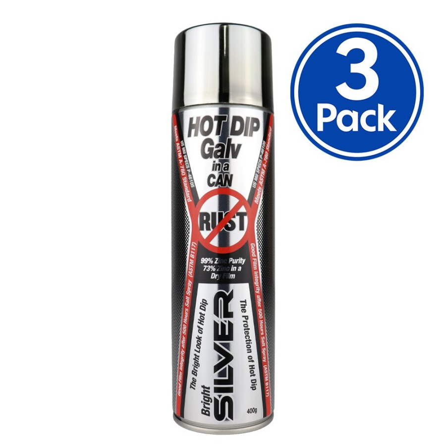 Paint Silver Zinc Supplies Primers | Silver Zinc Supplies Hot Dip Galv In A Can 400G Aerosol Bright Silver 99% Zinc X 3 Pack