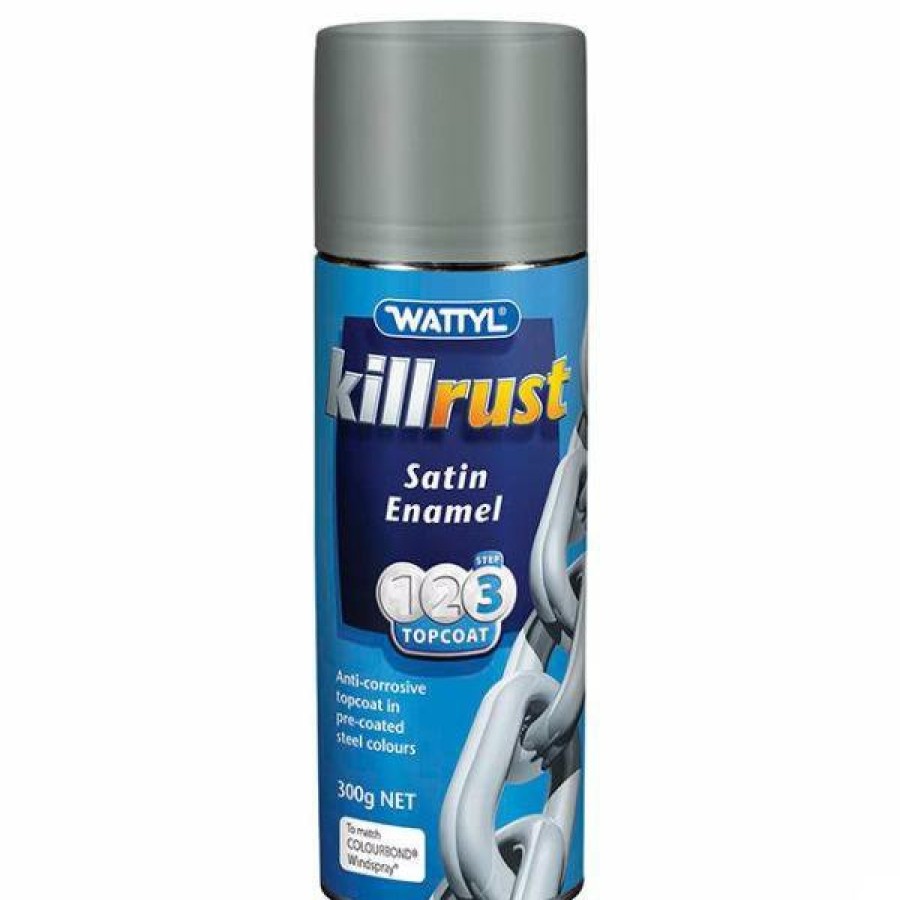 Paint Wattyl Exterior | Killrust Satin Enamel Aerosol Match Colorbond Steel Colour 300G Wind Spray