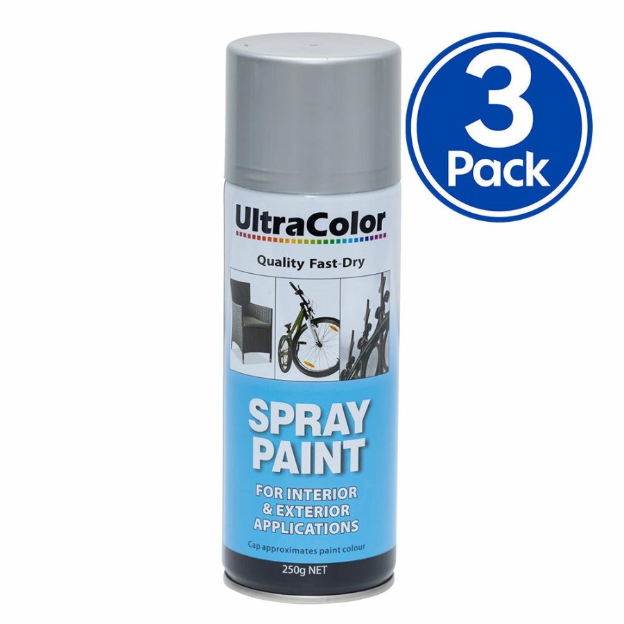 Paint UltraColor Topcoats | Ultracolor Spray Paint Fast Drying Interior Exterior 250G Aluminium X 3 Cans