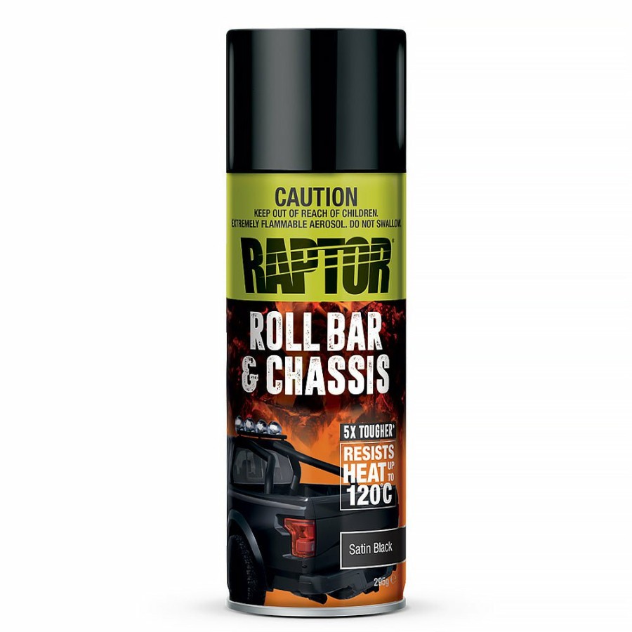 Paint U-POL Topcoats | U-Pol Raptor High Temp Roll Bar & Chassis Spray Paint Aerosol 295G Satin Black