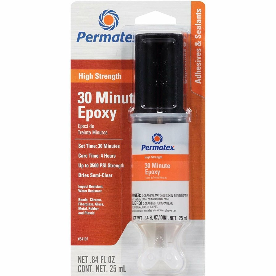 Adhesives & Sealants Permatex 2K Adhesives | Permatex 2 Part High Strength 30 Minute Epoxy Adhesive Syringe 25Ml