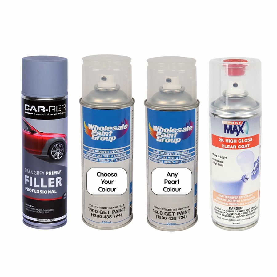 Paint Spray MAX Car Touch Ups | Automotive Touch Up Spray Can Choose Your Pearl Colour + 2K Clear Coat + Primer