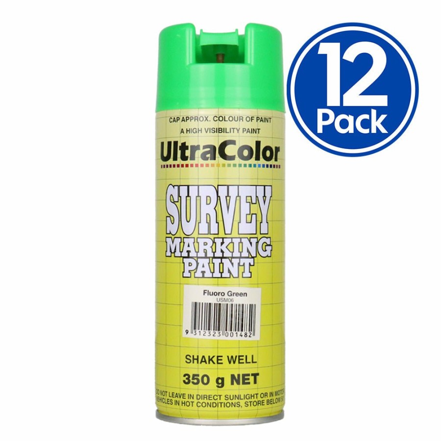 Paint UltraColor Linemarking | Ultracolor Survey Marking Paint Spot Marker Aerosol Can 350G Fluoro Green X 12