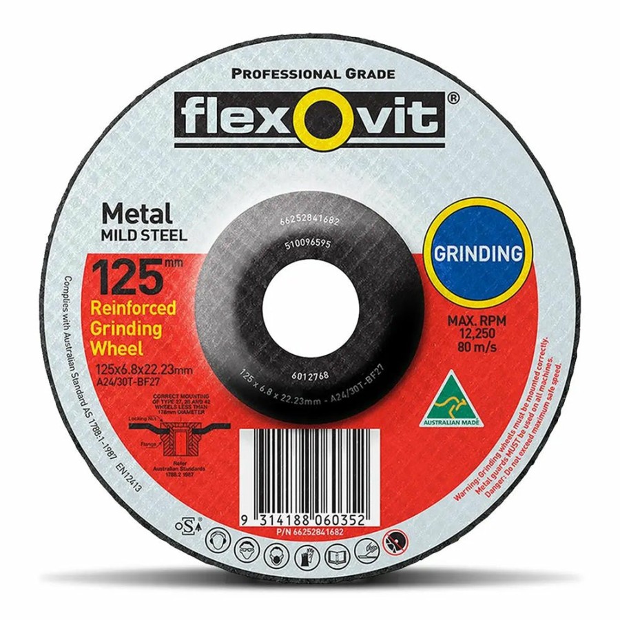 Cutting & Abrasives Flexovit | Flexovit Depressed Centre Grinding Disc 125 X 6.8 X 22Mm Wheel Metal Mild Steel