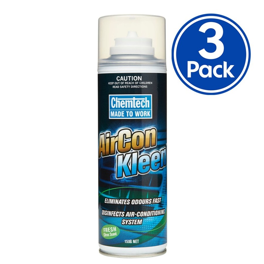 Car Care Chemtech Air Con Cleaner | Chemtech Aircon Kleen Air Conditioner Cleaner Citrus Scent Aerosol 150G X 3 Pack