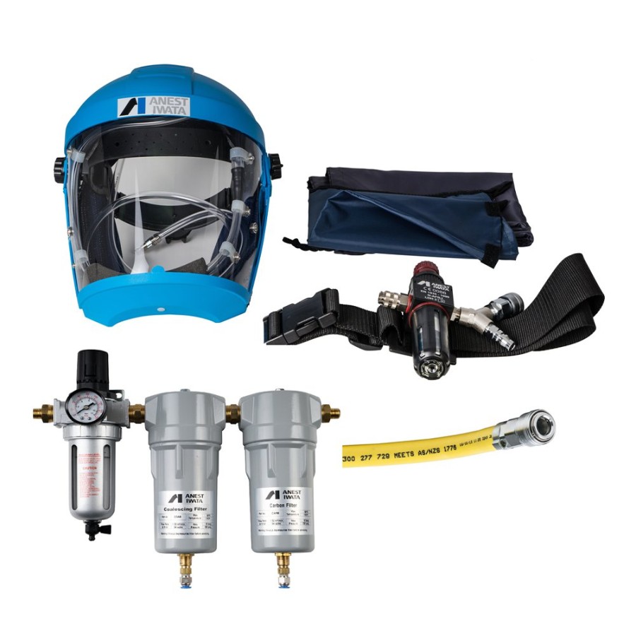 Safety Anest Iwata Full Face Respirators | Anest Iwata Af2109 - Airfed Mask Kit W/ 10M Breathing Hose, 3 Stage Filter / Coalescer