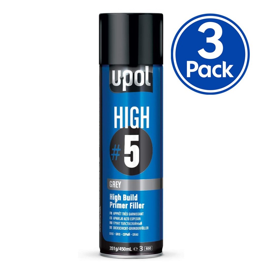 Paint U-Pol Primers | U-Pol High #5 High Build Primer Filler Grey 450Ml X 3 Pack