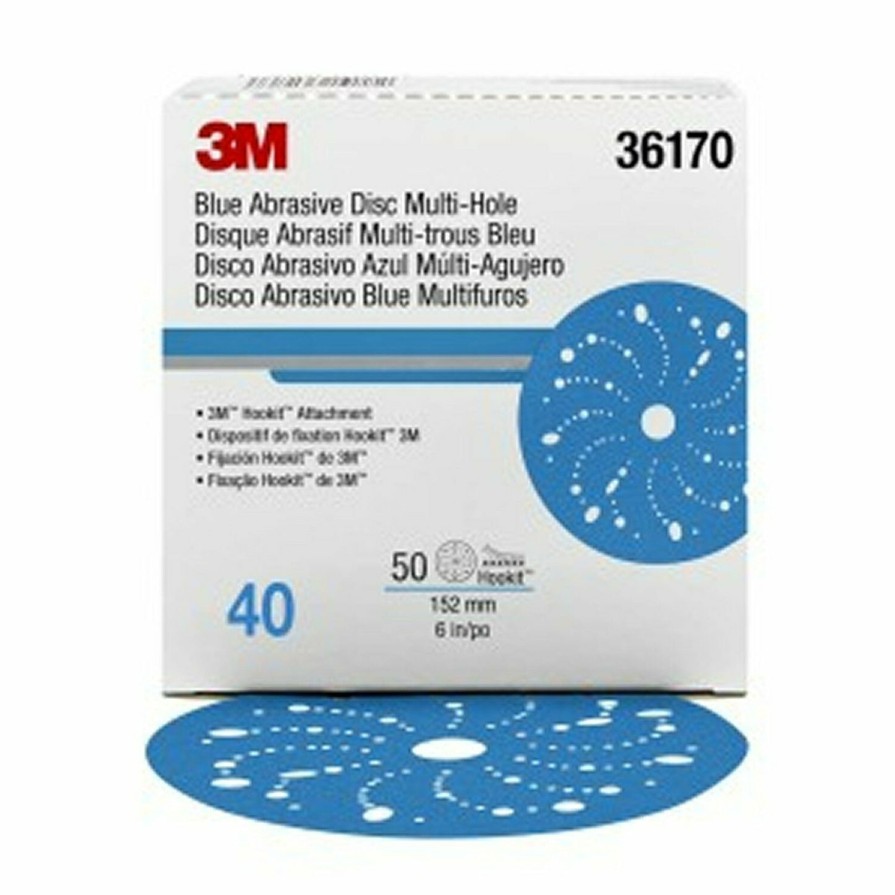 Cutting & Abrasives 3M Discs | 3M Hookit Blue Abrasive Disc Multihole 6 Inch 150Mm 40G 36170 50 Pack Sandpaper