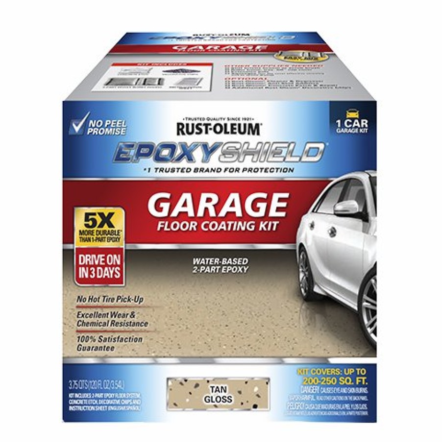 Paint Rust-Oleum Concrete Floor | Rustoleum Epoxyshield Garage Floor Coating 3.55L Kit Gloss Tan Concrete Sealer