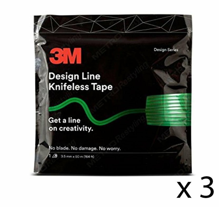 Prep & Repair 3M Fine Line Tape | 3M Design Line Knifeless Tape Kts-Dl1 Green 3.5Mm X 50M X 3 Rolls