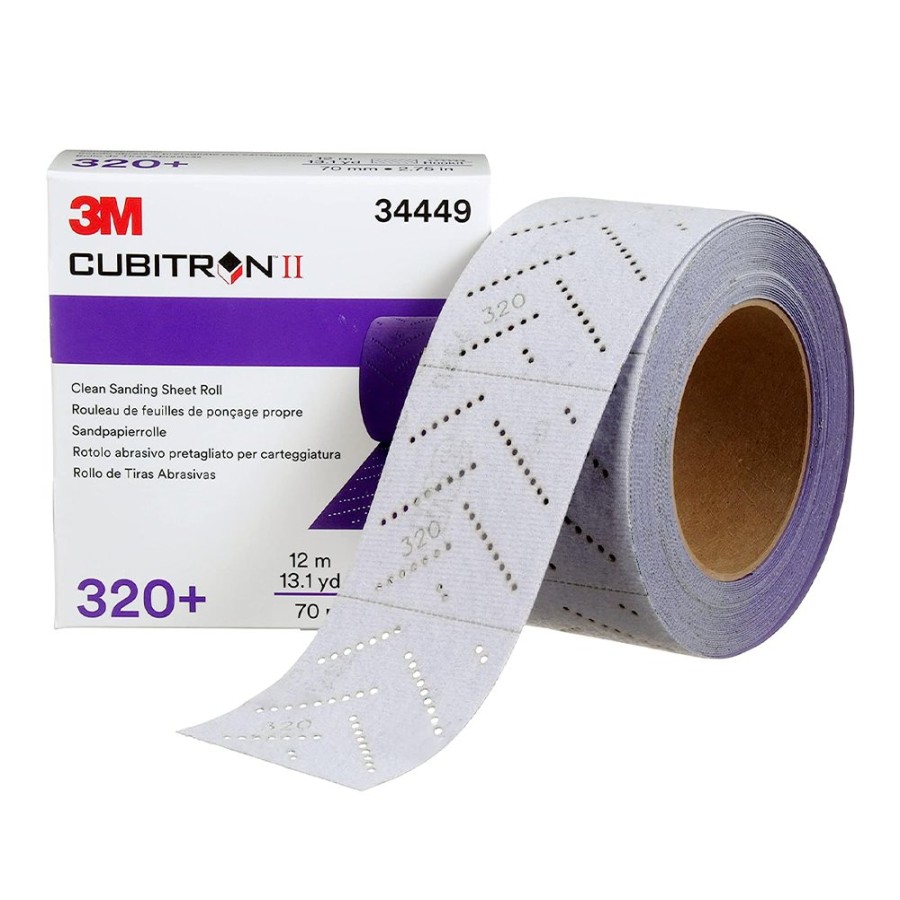 Cutting & Abrasives 3M Rolls | 3M 34449 Cubitron Ii Hookit Purple Clean Sanding Sheet Roll 320+ Grit 70Mm X 12M