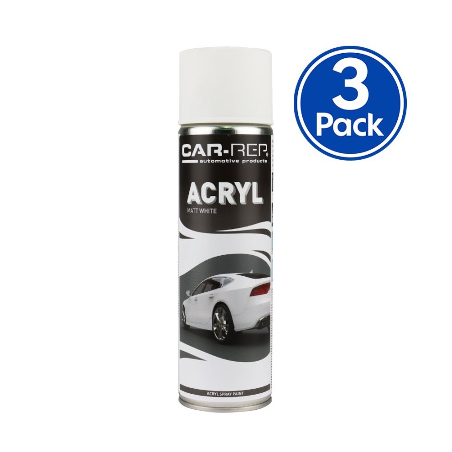 Paint Car-Rep Top Coats | Car-Rep Professional Automotive Matt Acrylic Aerosol 500Ml White X 3 Pack