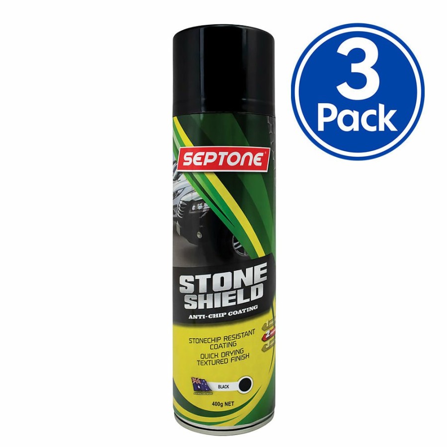 Paint Septone Chassis & Underbody | Septone Stoneshield Solvent Based Elasticised Coating 400G Aerosol Black X 3 Pack