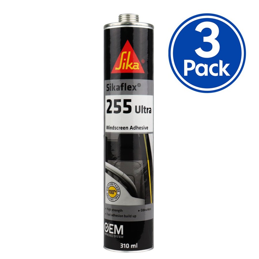 Adhesives & Sealants Sika Adhesives | Sika Sikaflex 255 Ultra Glass Windscreen Adhesive 310Ml Black X 3 Pack