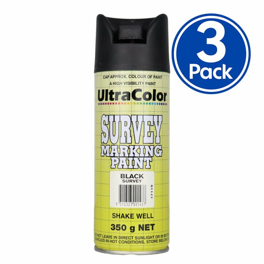 Paint UltraColor Linemarking | Ultracolor Survey Marking Paint Spot Marker Aerosol Can 350G Black X 3