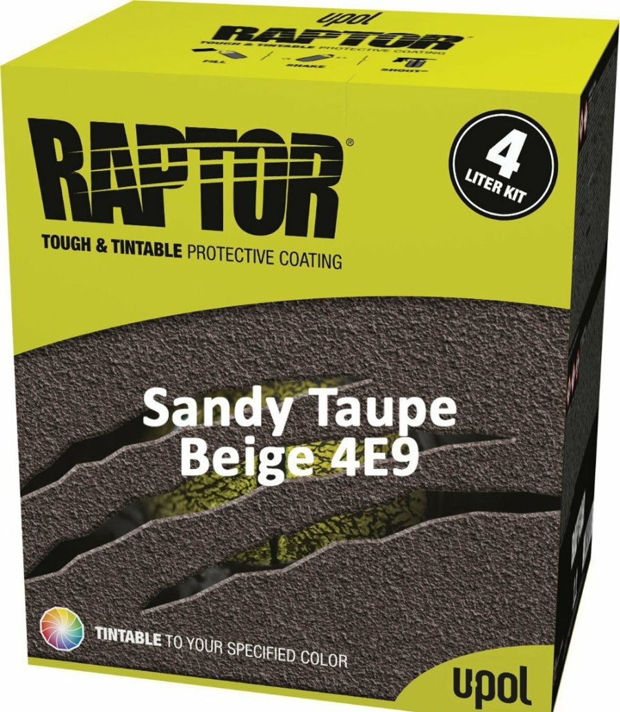 Paint U-POL Bedliner | U-Pol Raptor Tintable Sandy Taupe / Beige 4E9 Protective Tub/Bed Liner Kit 4L