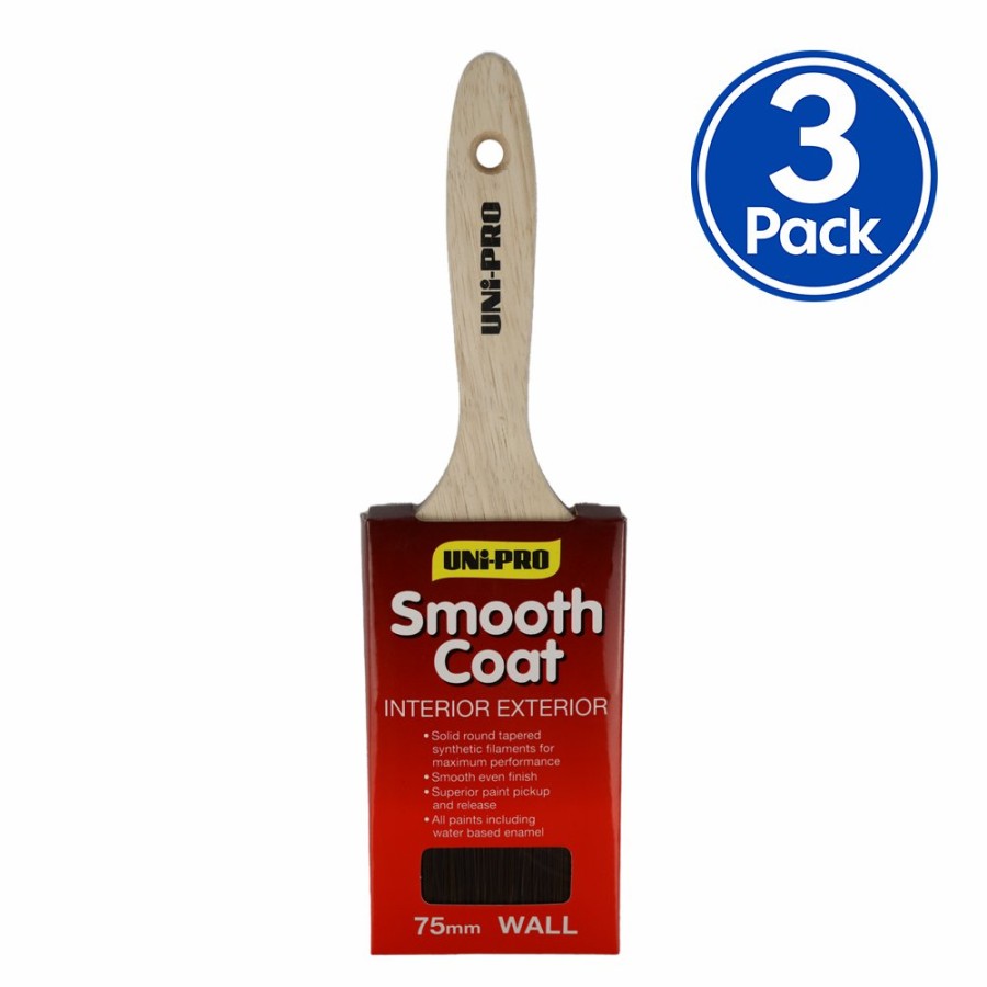 Painting Tools Uni-Pro | Uni-Pro Smooth Coat Brush 75Mm X 3 Pack Interior Exterior Trade