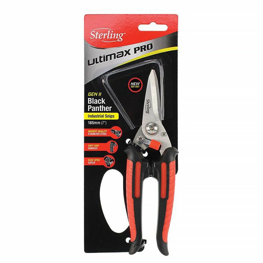 Cutting & Abrasives Sterling | Sterling Black Panther Gen Ii 185Mm High Tensile Snips Stainless Steel Red