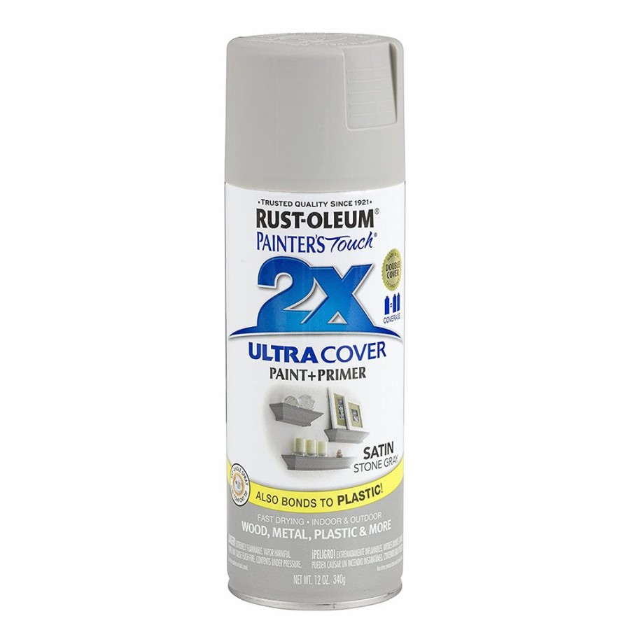 Paint Rust-Oleum Specialty | Rust-Oleum 2X Ultra Cover Satin Paint & Primer Spray Paint 340G Stone Grey