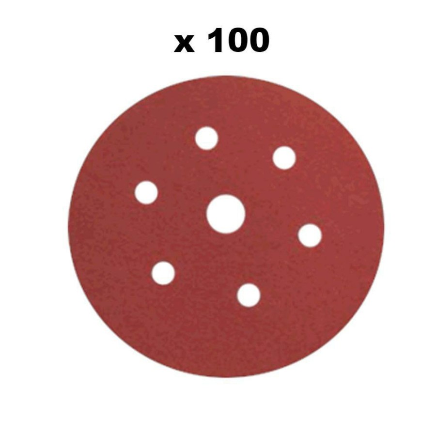 Cutting & Abrasives 3M Discs | 3M Hookit Red Dustless Abrasive Sanding Discs 7 Hole 150Mm P320 Grit Hook & Loop Box100