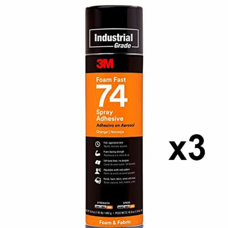 Adhesives & Sealants 3M Spray Adhesives | 3M Foam Fast 74 Spray Adhesive Upholstery 499Ml Instant Bonding Orange X 3