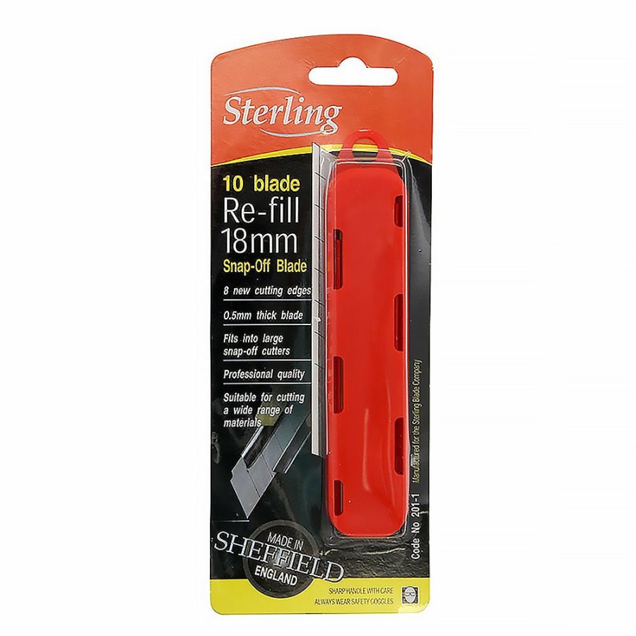 Cutting & Abrasives Sterling Razor Blades | Sterling 18Mm Replacement Snap Off Blades Refill X 10 Pack