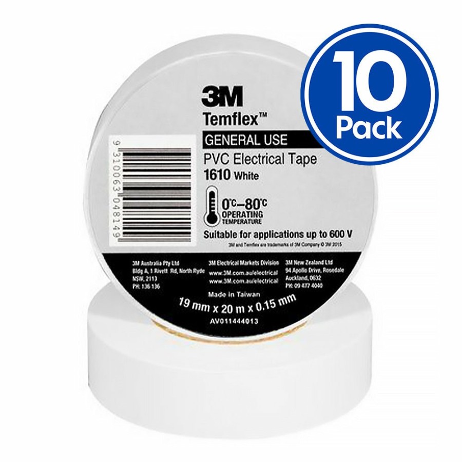 Prep & Repair 3M Other | 3M Temflex 1610 General Purpose Vinyl Electrical Tape 19Mm X 20M White X 10 Pack