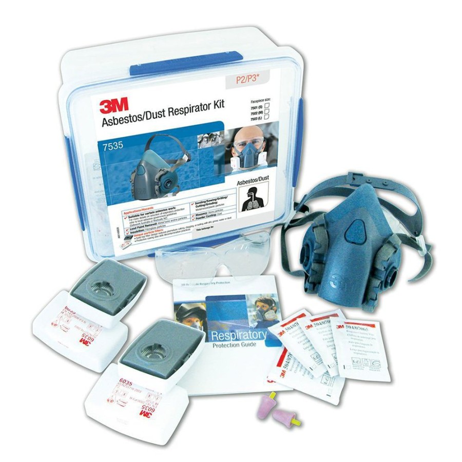 Safety 3M Respirators | 3M Asbestos/Silica/Dust Respirator Kit 7535 P2/P3 7535 Small Half Face