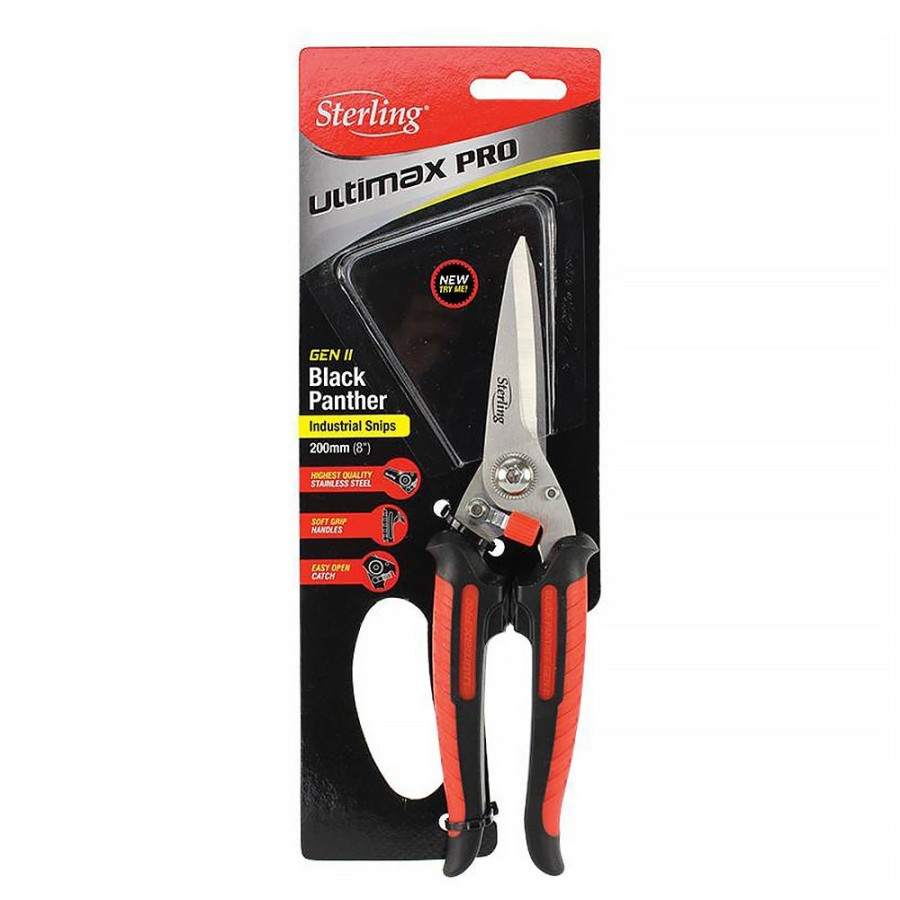 Cutting & Abrasives Sterling | Sterling Black Panther Gen Ii 8" 200Mm High Tensile Snips Stainless Steel Red