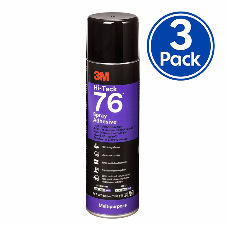 Adhesives & Sealants 3M Spray Adhesives | 3M Hi-Tack 76 Spray Adhesive Clear 535Ml Bonding Rubber Fabric Felt X 3 Pack