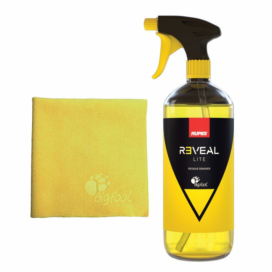 Prep & Repair Rupes Wax & Grease Remover | Rupes Reveal Lite Residue Remover 750Ml Spray & Yellow Microfibre Cloth Kit