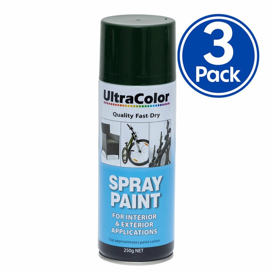 Paint UltraColor Topcoats | Ultracolor Spray Paint Fast Drying Interior Exterior 250G Heritage Green X 3 Cans