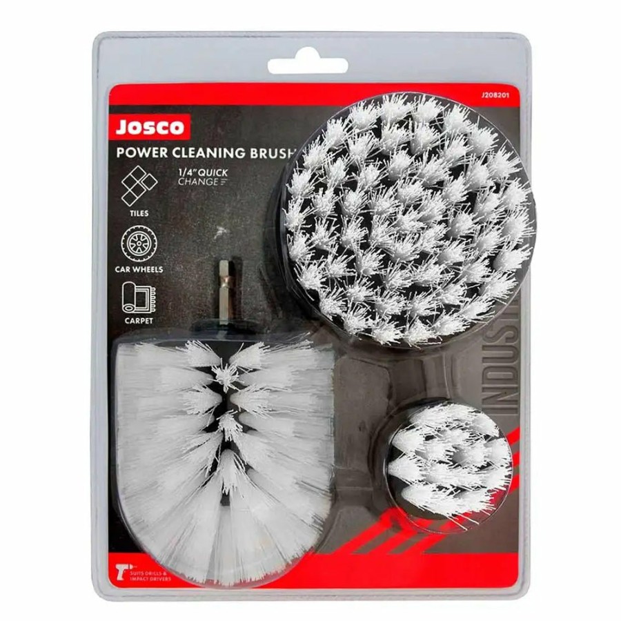 Cleaning Josco Cleaning Brushes | Josco Heavy Duty Drill Mounted Cleaning Brush Kit 3 Pieces