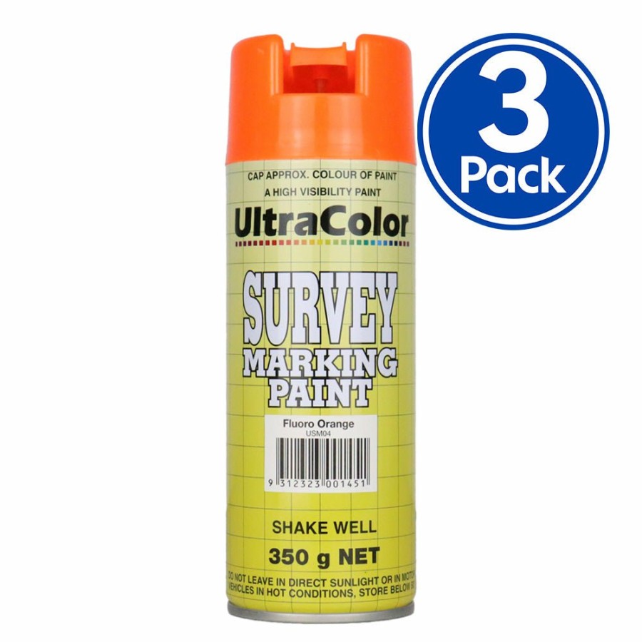 Paint UltraColor Linemarking | Ultracolor Survey Marking Paint Spot Marker Aerosol Can 350G Fluoro Orange X 3