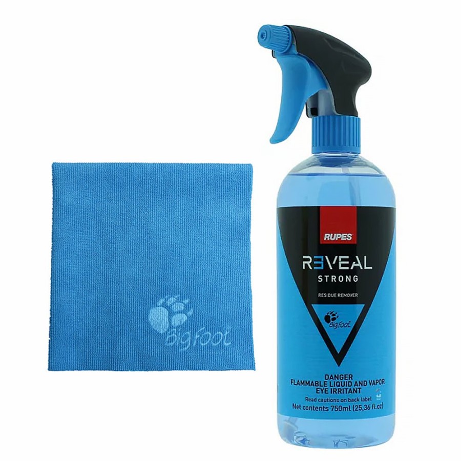 Prep & Repair Rupes Wax & Grease Remover | Rupes Reveal Strong Residue Remover 750Ml Spray & Blue Microfibre Cloth Kit