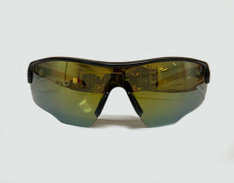 Safety 3M Safety Glasses | 3M Scott Safety S714M Draft Mirror Gold Tinted Lens Black Red Frame Glasses