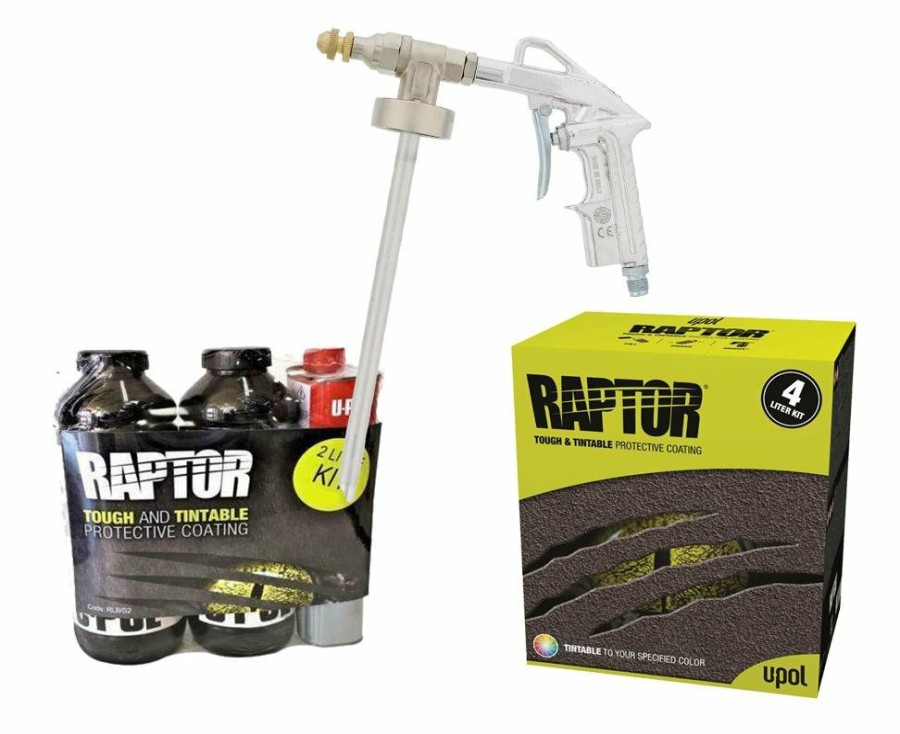 Paint U-POL Bedliner | U-Pol Raptor Tintable (Choose Colour) Bed Liner Kit 6L + Vari-Nozzle Spray Gun