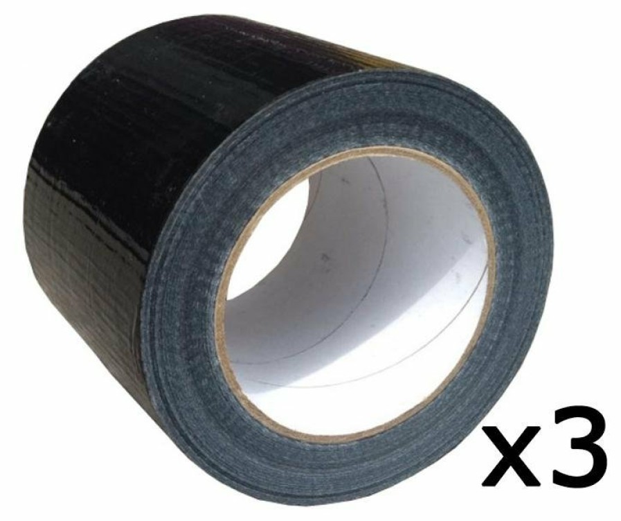 Prep & Repair Supertape Cloth Tape | Premium Grade Black Cloth Tape 100Mm X 25M 3 Pack Render Duct Blast Gaffa Race