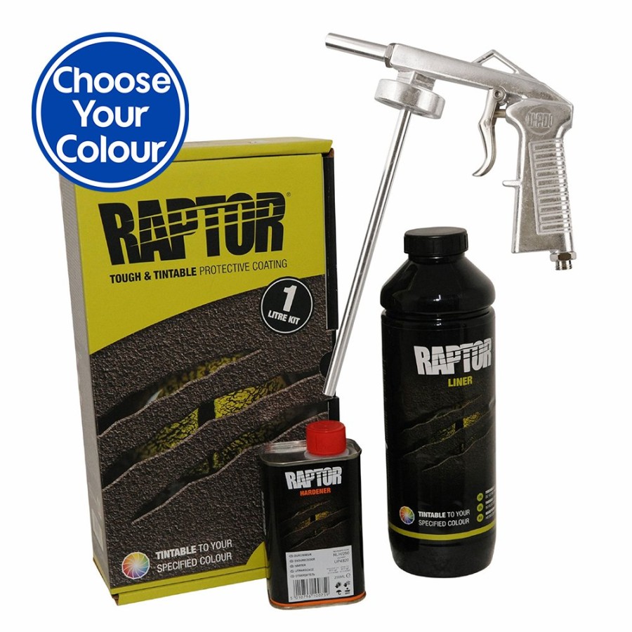 Paint U-POL Bedliner | U-Pol Raptor Tintable (Choose Your Colour) Tough Bed Liner Kit 1L + Schutz Gun