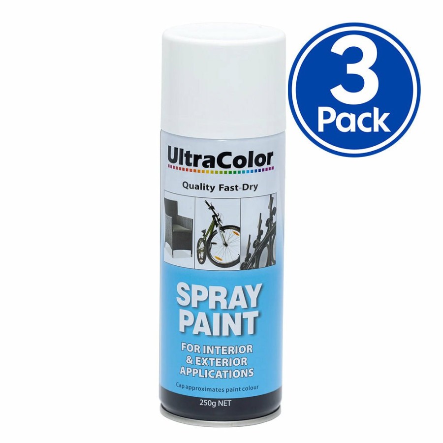 Paint UltraColor Topcoats | Ultracolor Spray Paint Fast Drying Interior Exterior 250G Gloss White X 3 Cans