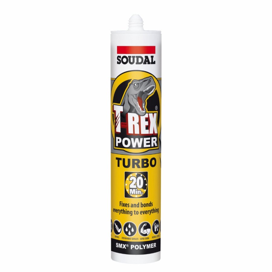 Adhesives & Sealants Soudal Adhesive/Sealants | Soudal T-Rex Turbo Rapid Cure Adhesive Sealant White 290Ml Cartridge