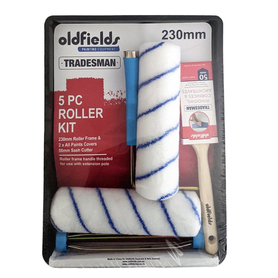 Painting Tools Oldfields | Oldfields Tradesman Paint Roller Kit 230Mm 5 Piece Trade Tray Brush All Paints