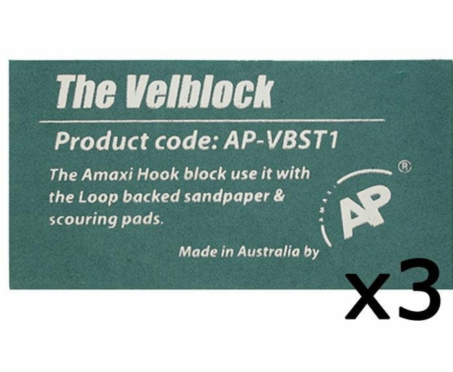 Cutting & Abrasives Amaxi Blocks | Amaxi Ap The Velblock Hand Sanding Block With Hook & Loop Backing 3 Pack