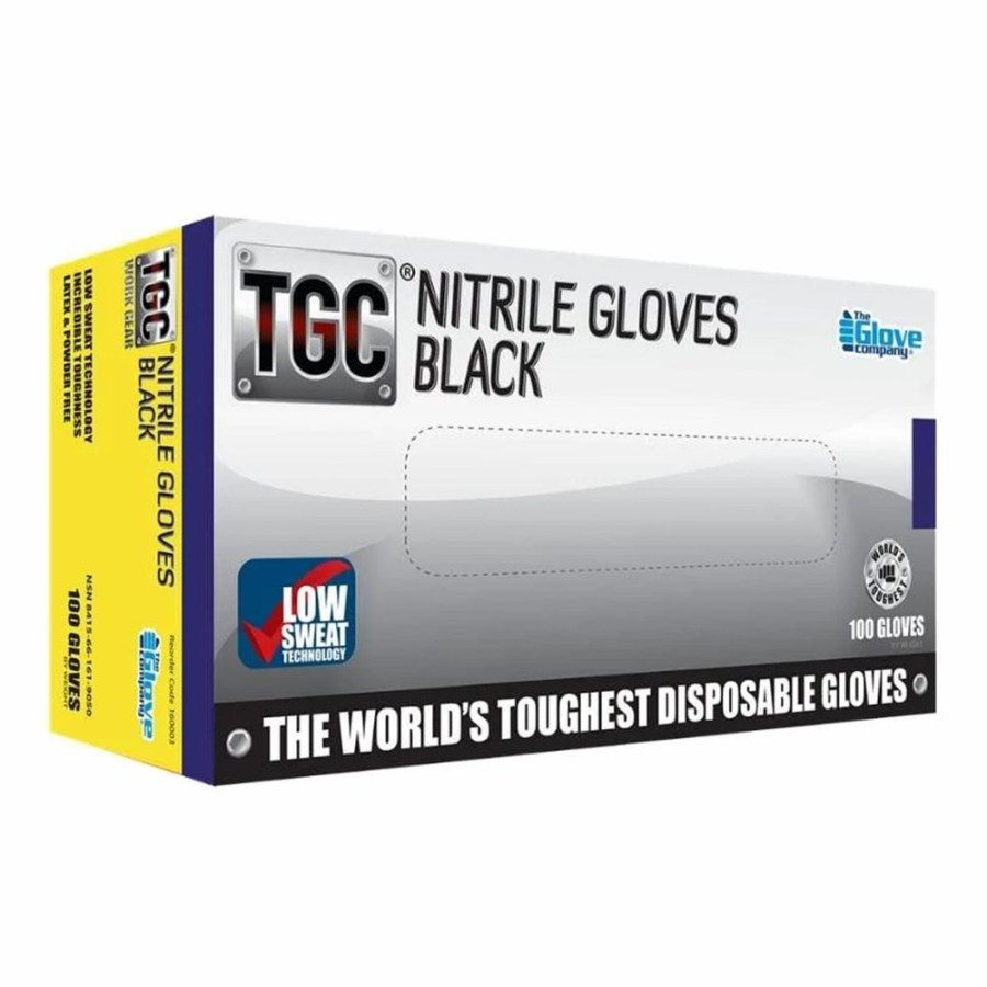 Safety KBS Nitrile Gloves | Kbs Work Gear Black Nitrile Gloves Ultra Tough Disposable Trade Large X 100 Pack