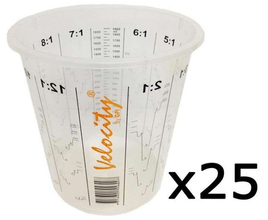 Painting Tools Velocity Measuring Cups | Calibrated Graduated Paint Mixing Cups 1900Ml Vm2 X 25