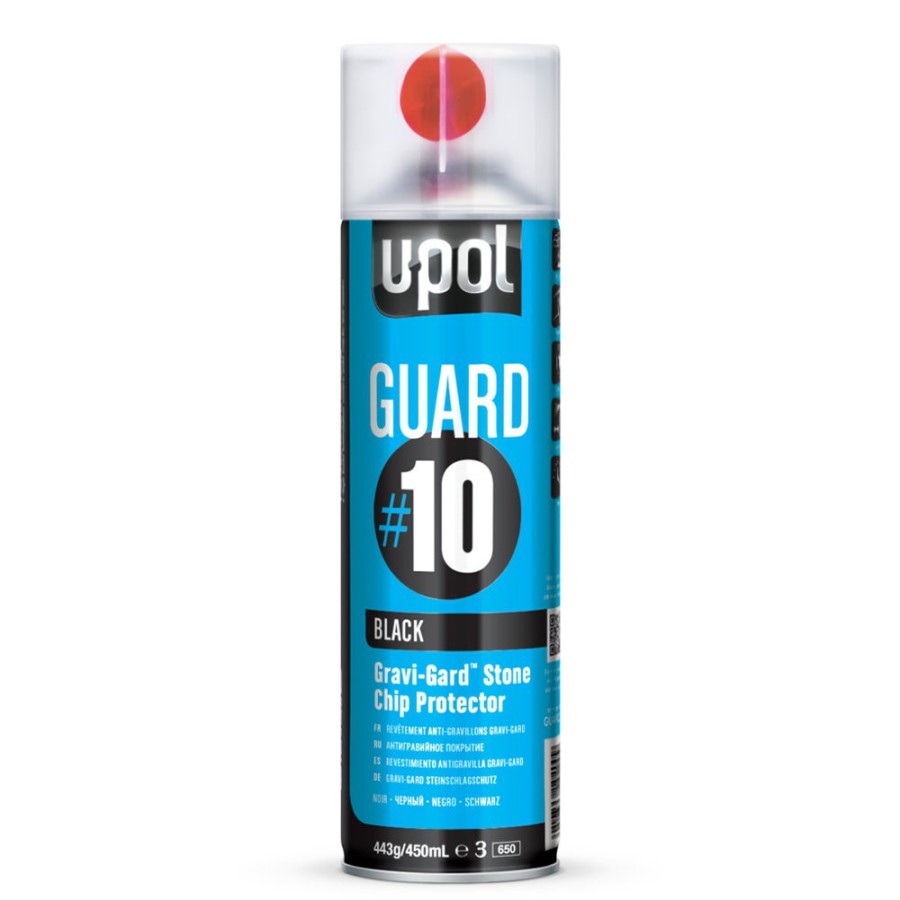 Paint U-Pol Chassis & Underbody | U-Pol Guard #10 Black Gravi-Gard Stone Chip Protector 450Ml